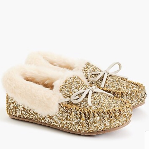 glitter moccasin slippers